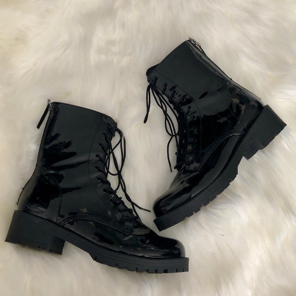 Patent Leather Combat Boots